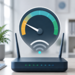 Connexion Internet lente avec routeur Wi-Fi et indicateur de débit